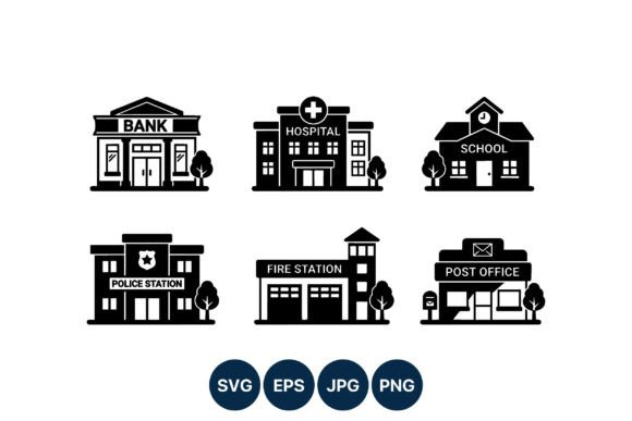 A Designer’s Take on Black & White Building Icons